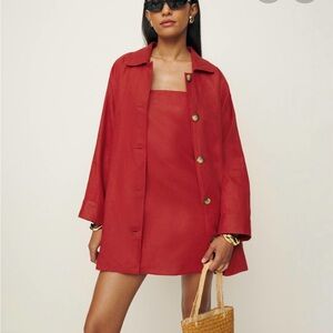 Reformation Scarlet Button-Up Coat